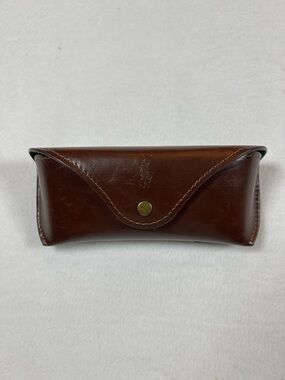 Polo Ralph Lauren Authentic Brown Leather Eyeglasses Case Green Inner Lining